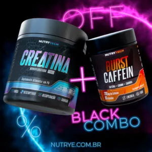 Combo Força Max: Creatina PURA (Monohidratada 300g) + Burst Caffein (Cafeína + Cromo + Taurina)