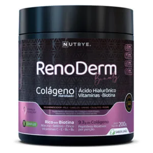 RenoDerm . Colágeno Hidrolisado + Ácido Hialurônico + Vit. B3,B6,B5, Biotina + Se + Zn . Sabor Limão . 200g