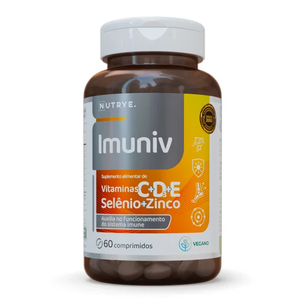 Imuniv . Vitamina D3 + Vitamina E + C + Selênio + Zinco . 60 comprimidos